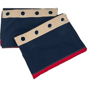 Pottery Barn Kids Rugby stripe blue red color block blackout panels. Set of 2